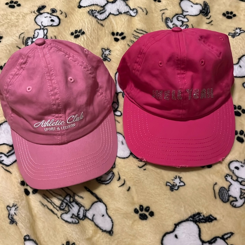 Set of 2 Pink H&M and Aerie Summer Cute Baseball Cap Hats